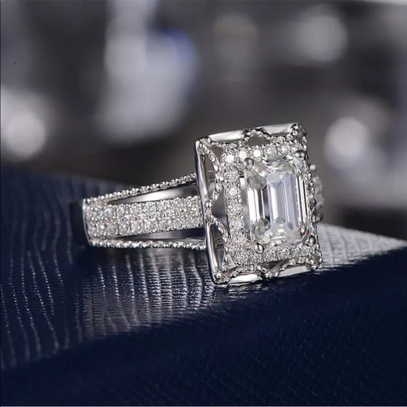 New S 925 white halo diamonds sparkly ring #89 - Picture 6 of 7